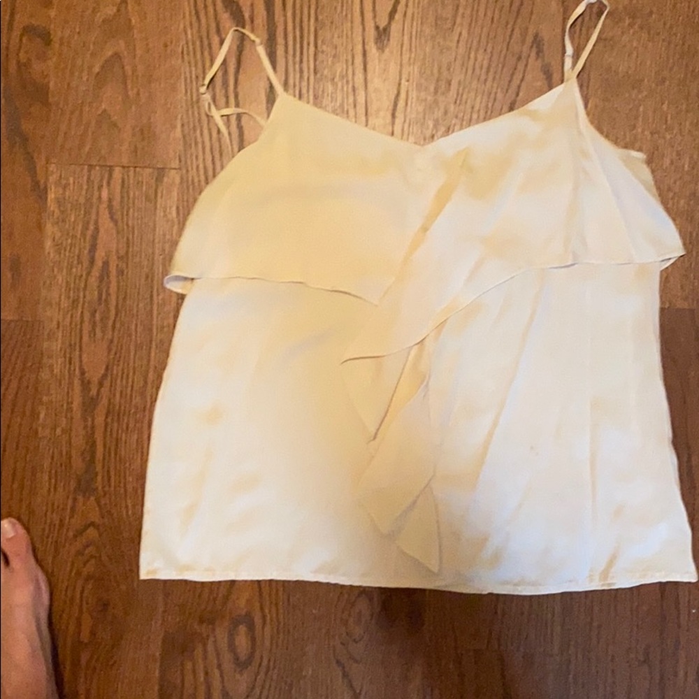 Cream theory tank with ruffle & adjustable straps
